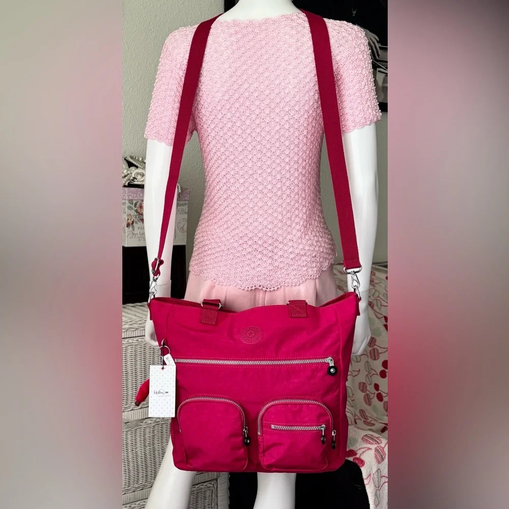 Kipling Elsie Convertible Crossbody Bag Clutch TM5429 Blomingrse Pink 14x15” NWT